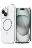 Newface Apple iPhone 15 Plus Live Diamond Magsafe Kapak - Şeffaf thumbnail 1