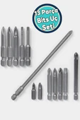 Matkap Bits Uç Vidalama Ucu Düz Yıldız Torx Uç (13 PARÇA) thumbnail 5