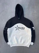 Parçalı Nakış İşlemelı Kapüşonlu Sweatshirt - Siyah thumbnail 4