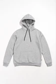 Kadın Uzun Kol Kapşonlu Basic Sweatshirt Hoodie - Gri thumbnail 1