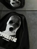 Kışlık Bisiklet Yaka Baskılı Sweatshirt - Siyah thumbnail 3