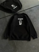 Kışlık Bisiklet Yaka Baskılı Sweatshirt - Siyah thumbnail 2