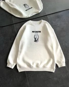Kışlık Bisiklet Yaka Baskılı Sweatshirt - Beyaz thumbnail 2