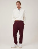 Oversize Yarım Farmuarlı Yakalı Basic Sweatshirt - Beyaz thumbnail 4