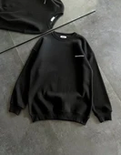 Kışlık Bisiklet Yaka Oversize Baskılı Sweatshirt - Siyah thumbnail 2