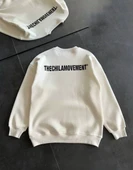 Kışlık Bisiklet Yaka Oversize Baskılı Sweatshirt - Beyaz thumbnail 2