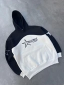 Parçalı Nakış İşlemelı Kapüşonlu Sweatshirt - Siyah thumbnail 3