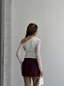Kadın Puantiyeli Tül Tek Omuz Bluz thumbnail 6