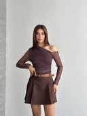 Kadın Puantiyeli Tül Tek Omuz Bluz thumbnail 9