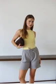 Müslin kumaş şort bağcıklı gri pt thumbnail 5