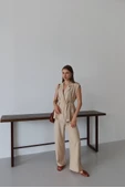 Keten yelek pantolon takım bej pt thumbnail 7