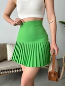 Altı pliseli mini etek yeşil s24705 thumbnail 4