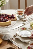 Mucit Home 3lü Kristal Görünümlü Saplı Çelik Servis Seti Pizza Kesici Kek Bıçağı Pasta Spatulası thumbnail 3