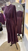 Misswhence 39842 Cupro Elbise bordo thumbnail 5