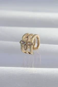 Pirinç Gold Renk Yonca Earcuff Küpe thumbnail 1