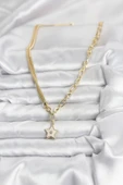Gold Renk Pirinç Yıldız Model Kadın Kolye thumbnail 2