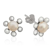 Gümüş İnci Çiçek Çivili Küpe thumbnail 1