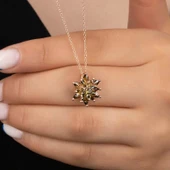 Gümüş Rose 4 Katman Lotus Çiçeği Kadın Kolye thumbnail 2