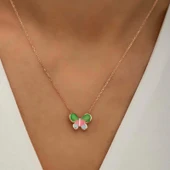 Gümüş Rose Minimal Kelebek Bayan Kolye thumbnail 3