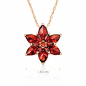 Gümüş Rose Kırmızı Lotus Çiçeği Kolye thumbnail 3