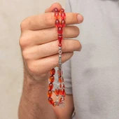 Gümüş Püsküllü Ateş Kehribar Tesbih thumbnail 3