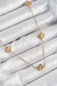 316L Çelik Yonca Model Gold Renk Kadın Kolye thumbnail 1