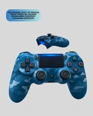 Bluetooth Kablosuz PS4 Gamepad Çift Motorlu Siyah Controller thumbnail 3