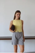 Müslin kumaş şort bağcıklı gri pt thumbnail 1
