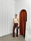 Düğmeli zzo pantolon kahve p170091 thumbnail 5