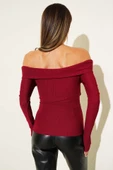 Madonna Çapraz Yaka Bluz Bordo thumbnail 3