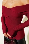 Madonna Çapraz Yaka Bluz Bordo thumbnail 4