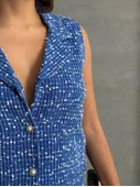 Yelekli şort takım saks thumbnail 2