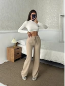 Fitilli şardonlu pantolon bej thumbnail 5