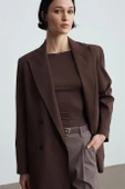 Kruvaze Blazer Ceket-Kahve 60784-2Y6 thumbnail 4