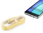 Android Örgü Şeklinde Renkli Çelik Şarj Data Kablosu - Gold thumbnail 1