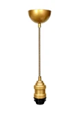 Dekoratif Sarkıt Avize Başlığı Takılabilir E27 Duy 70cm Metal Zigzag Kumaş Örgü Kablo Gold B01 thumbnail 1