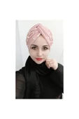 BUTİK AYVİTRİN Pliseli Incili Düğüm Bone Gül Kurusu thumbnail 1