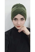 BUTİK AYVİTRİN Kadın Tesettür Çapraz Bone Haki thumbnail 1
