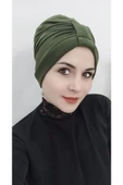 BUTİK AYVİTRİN Kadın Tesettür Çapraz Bone Haki thumbnail 5