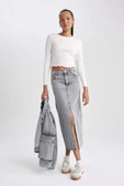 A9585 Long Fit Jean Uzun Etek thumbnail 3