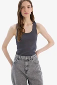 Defacto A1665 Antrasit Fitted U Yaka Basic Düz Fitilli Kaşkorse Atlet thumbnail 3