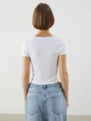 XSIDE Beyaz U Yaka Dantel Detaylı Crop thumbnail 4