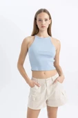 Defacto C4080 Mavi Coool Fitted Fitilli Kaşkorse Basic Düz Atlet thumbnail 7