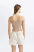 Defacto B0563 Bej Coool Fitted Fitilli Kaşkorse Basic Düz Atlet thumbnail 5