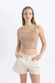 Defacto B0563 Bej Coool Fitted Fitilli Kaşkorse Basic Düz Atlet thumbnail 1