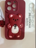 iPhone 14 Pro bordo ayıcıklı kılıf thumbnail 2