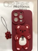 iPhone 14 Pro bordo ayıcıklı kılıf thumbnail 1