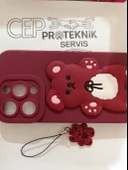 iPhone 14 Pro bordo ayıcıklı kılıf thumbnail 3