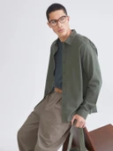 XSIDE Haki Regular Fit Gabardin Erkek Gömlek thumbnail 1