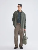 XSIDE Haki Regular Fit Gabardin Erkek Gömlek thumbnail 2